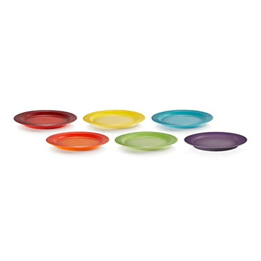 Le Creuset 6er-Set Frühstücksteller aus Steinzeug, 22 cm, Regenbogen, 79285228359006 im Sale